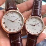 Copy Blancpain Lovers Watch Rose Gold Brown Leather Strap